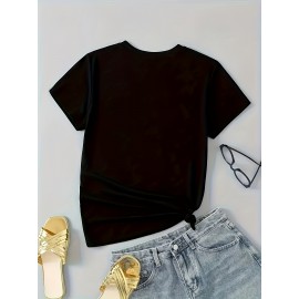 ファームタイデン グラフィックプリント サマーTシャツ - カジュアル クルーネック 半袖、ゆったりフィット、ポリエステル、洗濯機可、ブラックにオレンジ文字、農家スタイル、カジュアルワードローブの定番 | グラフィックティー | ニット素材