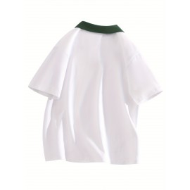 ミアンジ レディース ブラウス - 夏用 カジュアル 半袖Tシャツ コントラストカラー、ブラック＆ホワイトトリム、洗濯機対応 レギュラーフィット