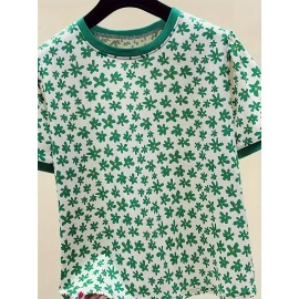 女性用フレンチフローラル半袖Tシャツ 新夏デザインセンス ニッチ外国風 年齢減少ハーフスリーブシックトップ