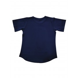 レディース ネイビーブルー 半袖Tシャツ - サマーコレクション、ゆったりフィット カジュアルトップス 抽象文字プリント ラウンドネック 軽量＆通気性生地