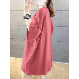 イディユアンワン レディース プラスサイズ オーバーサイズ 100％Tシャツ - アニメフローラルグラフィックプリント、ドロップショルダー リラックスフィット、軽量通気性サマーカジュアルトップ、洗濯機可