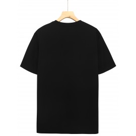ESSENTIALS メンズ カジュアル グラフィックTシャツ - 大胆な英語プリント、黒地に白文字、レギュラーフィット ラウンドネック、洗濯機可 夏のアウトドア＆カジュアル服装必需品