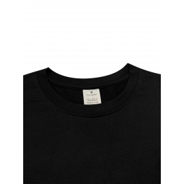 ESSENTIALS メンズ カジュアル グラフィックTシャツ - 大胆な英語プリント、黒地に白文字、レギュラーフィット ラウンドネック、洗濯機可 夏のアウトドア＆カジュアル服装必需品