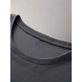 メンズ ブラック カジュアル レタープリントTシャツ - クルーネック、半袖、ストレッチニット生地、「NANGA」デザインの夏のファッショントップ、透けない素材
