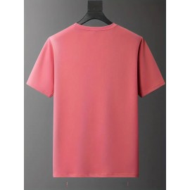メンズ ブラック カジュアル レタープリントTシャツ - クルーネック、半袖、ストレッチニット生地、「NANGA」デザインの夏のファッショントップ、透けない素材