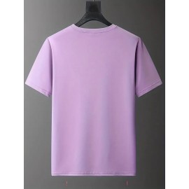 メンズ ブラック カジュアル レタープリントTシャツ - クルーネック、半袖、ストレッチニット生地、「NANGA」デザインの夏のファッショントップ、透けない素材