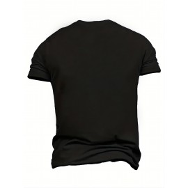 メンズ ブラック カジュアル レタープリントTシャツ - クルーネック、半袖、ストレッチニット生地、「NANGA」デザインの夏のファッショントップ、透けない素材