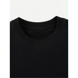 ブラックTシャツ、ラウンドデザイン、複雑なシンボルとテキスト、同性デザイン、プリントTシャツ100%コットン、カジュアルな快適さ、カジュアルウェアやギフトに最適、半袖001