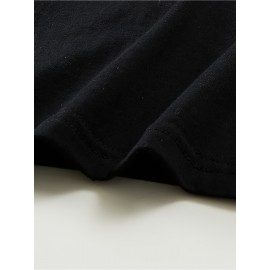ブラックTシャツ、ラウンドデザイン、複雑なシンボルとテキスト、同性デザイン、プリントTシャツ100%コットン、カジュアルな快適さ、カジュアルウェアやギフトに最適、半袖001