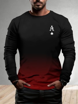 夏のメンズアニメーションスタイルTシャツ - ストリートパンクスパードAデザイン、カジュアルな長袖プルオーバー、トレンディなパターン、快適で多用途のアウトドアスポーツ用 (ランダムプリント)