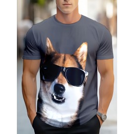 新作 動物の子犬 3Dデジタルプリント メンズカジュアルTシャツ 春夏秋用 -- ファッショナブル、クール、軽量、快適、通気性のある生地、着心地が良く、男性用のアウトドア半袖Tシャツに適しています。