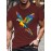メンズ バイブラント パロット プリント Tシャツ - カジュアル サマー ヒップホップ ストリートウェア、クルーネック、半袖、ポリエステル生地 | 大胆なグラフィックデザイン | カジュアル服装に快適なフィット感