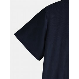 メンズ RELAX グラフィックイエローティーシャツ - カジュアルクルーネック、半袖、ポリエステルブレンド、夏用、透けない、ニット生地、カジュアルアウトフィットアパレル|グラフィックTシャツ|透けない素材