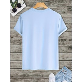 メンズ RELAX グラフィックイエローティーシャツ - カジュアルクルーネック、半袖、ポリエステルブレンド、夏用、透けない、ニット生地、カジュアルアウトフィットアパレル|グラフィックTシャツ|透けない素材