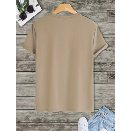 メンズ RELAX グラフィックイエローティーシャツ - カジュアルクルーネック、半袖、ポリエステルブレンド、夏用、透けない、ニット生地、カジュアルアウトフィットアパレル|グラフィックTシャツ|透けない素材