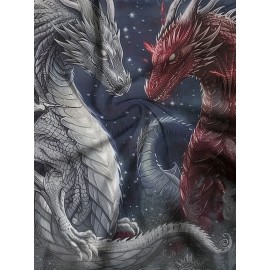メンズカジュアルクルーネックTシャツ、3Dデュアルドラゴンスターキュープリント、通気性ポリエステルニット、レギュラーフィット、日常外出着用に洗濯機洗い可能
