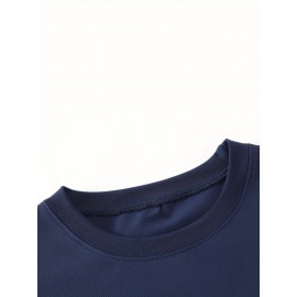 Shule Water OBM メンズ ネイビーブルー 幾何学プリント ルーズフィットTシャツ - カジュアル半袖ラウンドネックトップ、ゴールデンアブストラクトデザイン、カジュアルな服装に適したオールシーズンベーサタイルシャツ、多用途衣類 | アブストラクトデザインシャツ | 微妙なゴールドのアクセント