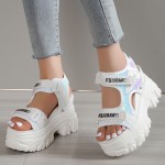 女性用ウェッジソールサンダル、快適なストラップデザイン、カジュアル