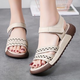 夏用レディースウェッジサンダル、華やか、調節可能、快適なソール