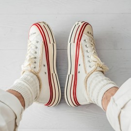 メンズ トレンディなロートップ キャンバス スニーカー - 万能でおしゃれな厚底スケートシューズ、オールシーズン対応、、ストリートスポーツ
