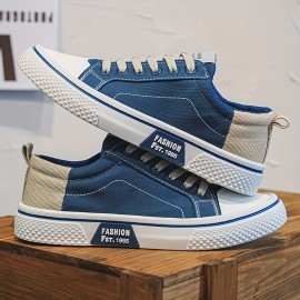 メンズファッションスニーカー - ブルー&ホワイトのロートップカジュアルスニーカー、レースアップ、ラウンドトゥ、軽量、春/夏に最適、カジュアルフットウェア | カジュアルスタイル | レースアップスニーカー