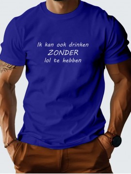 メンズ カジュアル 半袖Tシャツ ユーモラスなオランダ語スローガンプリント付き - 軽量で通気性のある生地、レギュラーフィット ラウンドネック 春夏アウトドア活動用 リラックススタイル トップ | 中程度のストレッチ素材