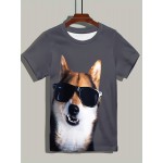 新作 動物の子犬 3Dデジタルプリント メンズカジュアルTシャツ 春夏秋用 -- ファッショナブル、クール、軽量、快適、通気性のある生地、着心地が良く、男性用のアウトドア半袖Tシャツに適しています。