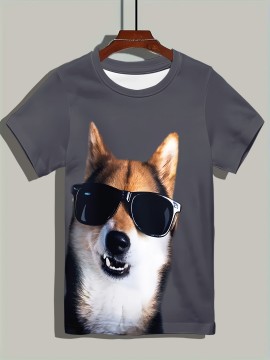 新作 動物の子犬 3Dデジタルプリント メンズカジュアルTシャツ 春夏秋用 -- ファッショナブル、クール、軽量、快適、通気性のある生地、着心地が良く、男性用のアウトドア半袖Tシャツに適しています。