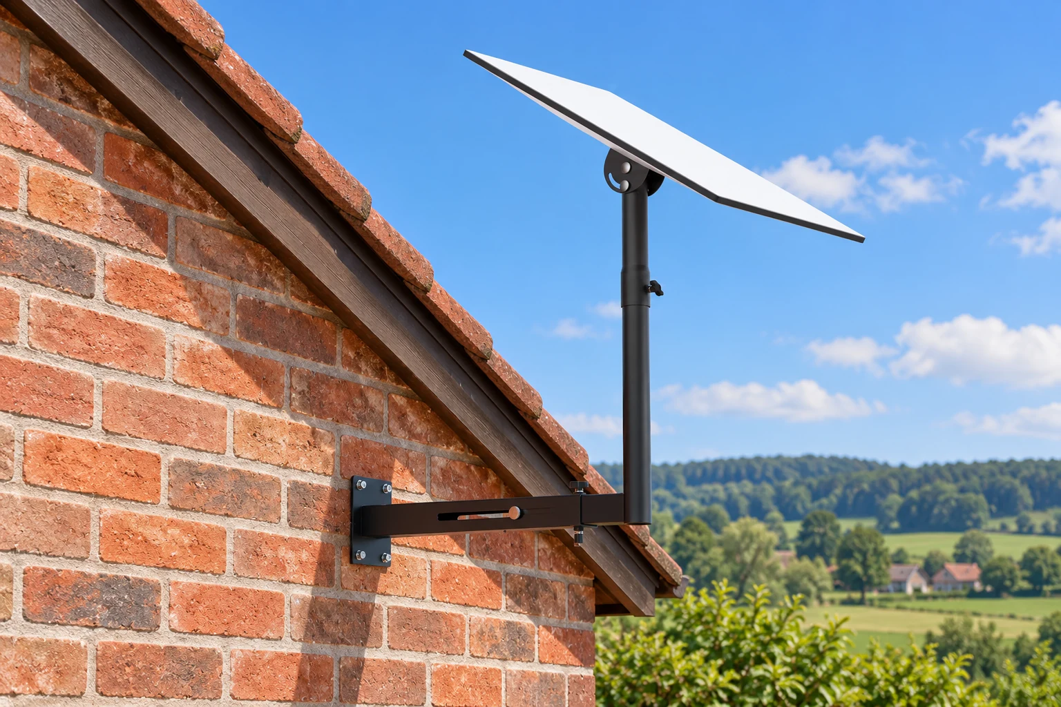 Farmhouse roof clearance with V4-9 — AI-generated installation illustration